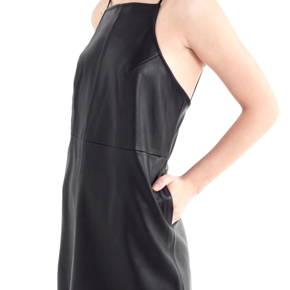 NWT UO Camila Faux Leather Square-Neck Mini Dress/ Size: M - Picture 2 of 6